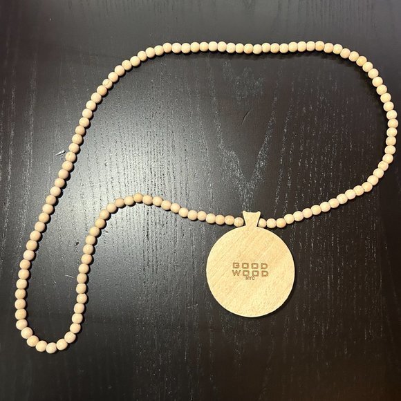 GoodWood NYC Earth Necklace Wooden Pendant Wooden Beaded - Picture 3 of 4